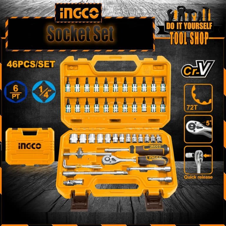 Ingco 46pcs Socket Ratchet Set 1/4inch Ingco tool paksitan