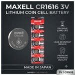 Maxell 5 Pcs CR1616 3V Lithium Battery Button Coin Cell (Made in Japan)