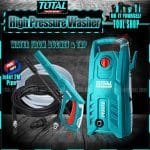 TOTAL Original High Pressure Washer 1400W - 130Bar - New Improvement Self-Sucking System Now Water From Bucket and Tap Both System - TGT11316