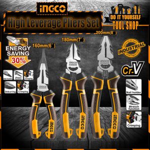 Ingco 3 pcs High Leverage Pliers Set – Industrial – CrV- HKHLPS2831
