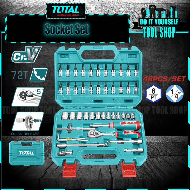 TOTAL Tools 46 Pcs 1/4" Socket Set Cr-V THT141462 in pakistan