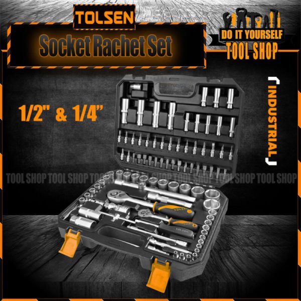 Tolsen 94pcs Socket Rachet Wrench Set (1/4" & 1/2" Drive) 15145 Industrial SerieHarden 13Pcs 3/8" Sockets Set - CrV - 510015 Harden 510822 - toolshop.pk