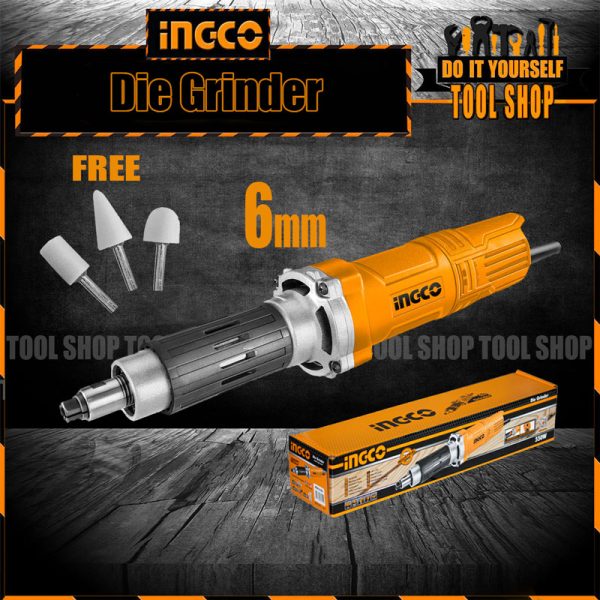 INGCO PDG5501 Electric Handheld Die Grinder 6mm with Free Carbon Brush 3x Mounted Bits – Industrial ingco Pakistan official price list