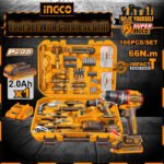 Ingco HKTHP41662 166 Pcs Tool Set with 20V Cordless Drill