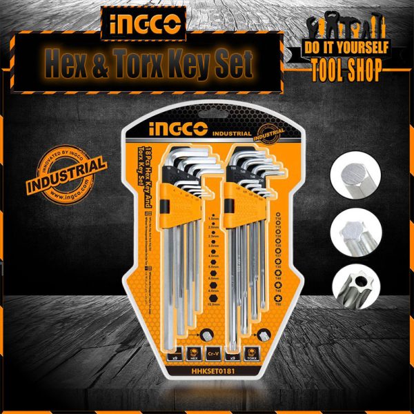 Ingco 18 Pcs Hex Key & Torx Key Set HHKSET0181 Super Ingco Pakistan