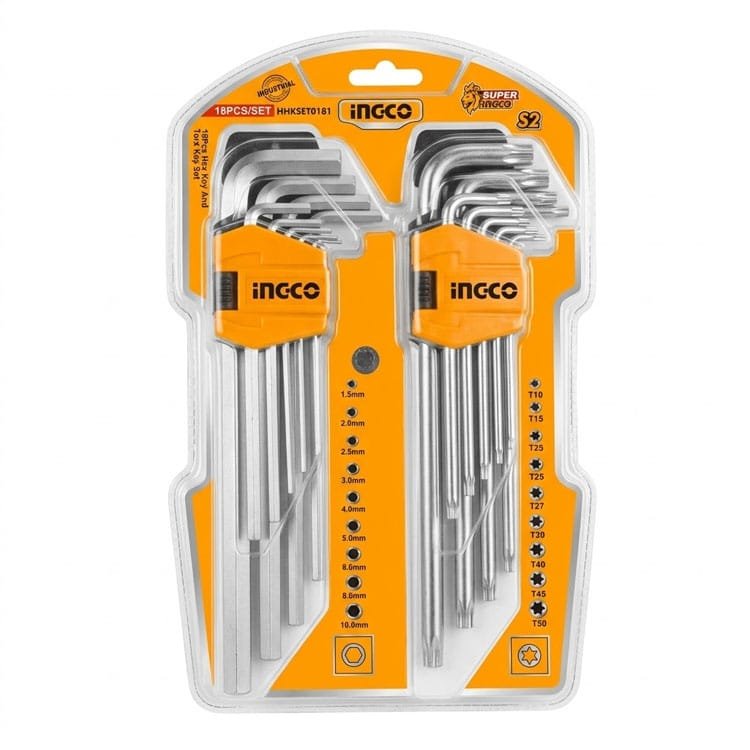 Ingco 18 Pcs Hex Key & Torx Key Set Super ingco tool in pakistan