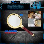 10X Handheld Magnifier With Wooden Handle 60/70mm Magnifying Glass for Home Learning Reading and Fault Finding
