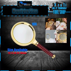 10X Handheld Magnifier With Wooden Handle 60/70mm Magnifying Glass for Home Learning Reading and Fault Finding