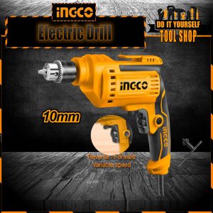 INGCO Electric Drill, 500W and 3300RMP Power Drill, Corded Electric Drill, 1.0-10 millimeters Chuck Capacity Power Drill, Variable Speed, Froward/Reverse Switch, Yellow