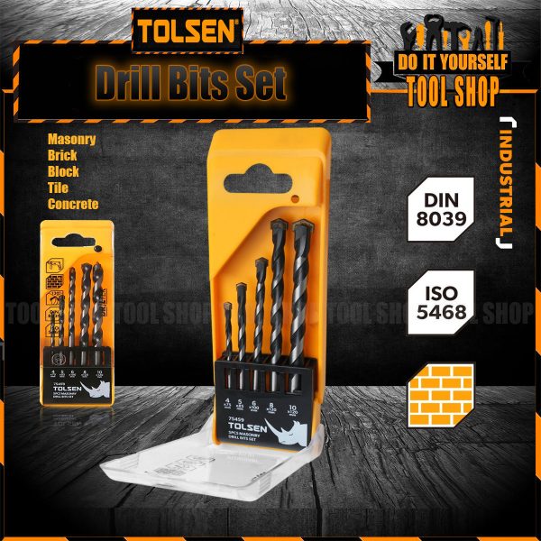 Tolsen Masonry Brick Block Tile Concrete Drill Drilling Bit Set 5Pcs Seller Sku: 75459
