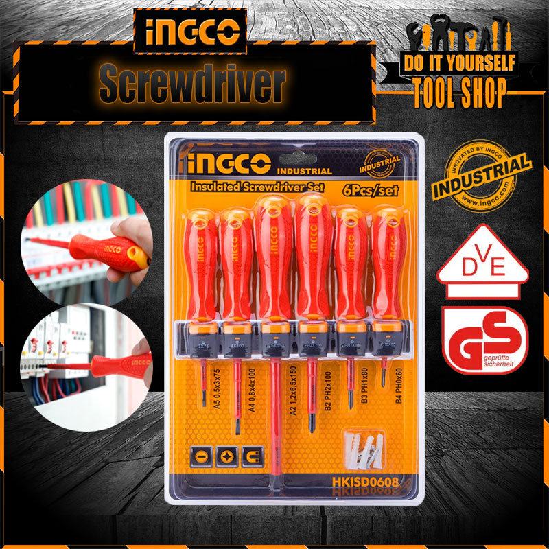 ingco power tool Ingco 6 Pcs insulated screwdriver set HKISD0608