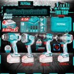 Total Cordless 4 pcs combo kit TOSLI250608