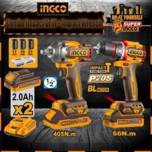 INGCO Combo 2 in 1 Kit Cordless CKLI20286