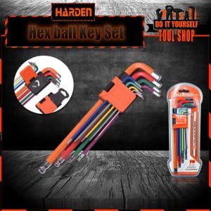 Harden 540615 9pcs Color Ring Extra Long Type Long Type Ball Point Hex Key Wrench Set range:1.5,2,2.5,3,4,5,6,8,10mm