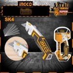 INGCO Box Cutter, Utility Knife, INGCO Pocket Knife retractable with 5 blades, Lock-Back Design, and Lightweight Aluminum Design