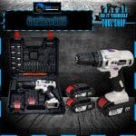 35 Pcs Impact Hammer Cordless Drill 48V – With Dual Batteries Fast Charger