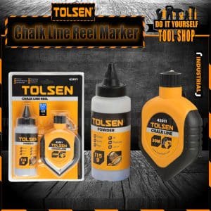 Tolsen Chalk Line Reel Marker w/ Powder Bottle Set (30 Meters) Blue Powder 42011