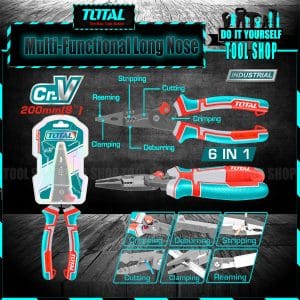 Total Multi-Functional Long Nose Plier THTMF286 - 8inch