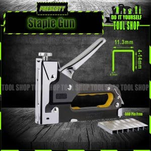 Ingco ORIGINAL Heavy Duty 3 Way Staple with 600 pins- 200 Pcs narrow Pins 200 Pcs U- shape pin 200 Pcs Brad Nail with FREE Metal Adjustable Wrench Key Chain Creative Simulation Wrench Car Small Gift Key.