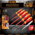 Tolsen 6pcs VDE Power Insulated 1000V Flat Phillips Handle Screwdrivers Set 38013