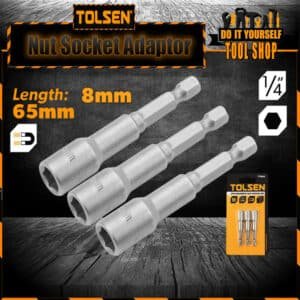 Tolsen 3 Pcs Magnetic Nut Socket 77843 1/4″ – 8mm