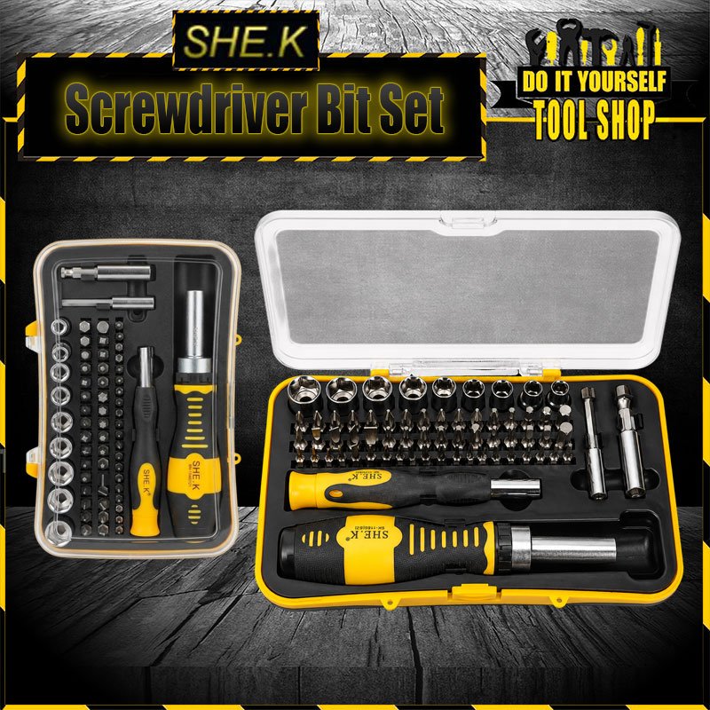 She.k 65 Pcs Screwdriver Bit and Socket Set Ratchet SK1156