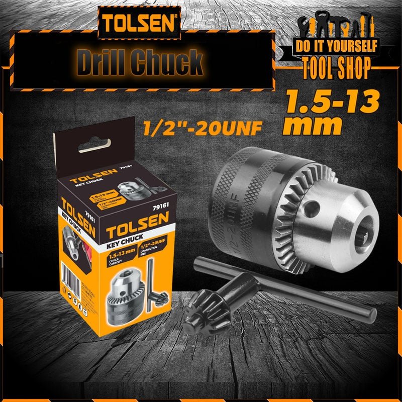 Tolsen 13mm Key Chuck with Adaptor 79161 - 1/2"-20UNF - 13mm