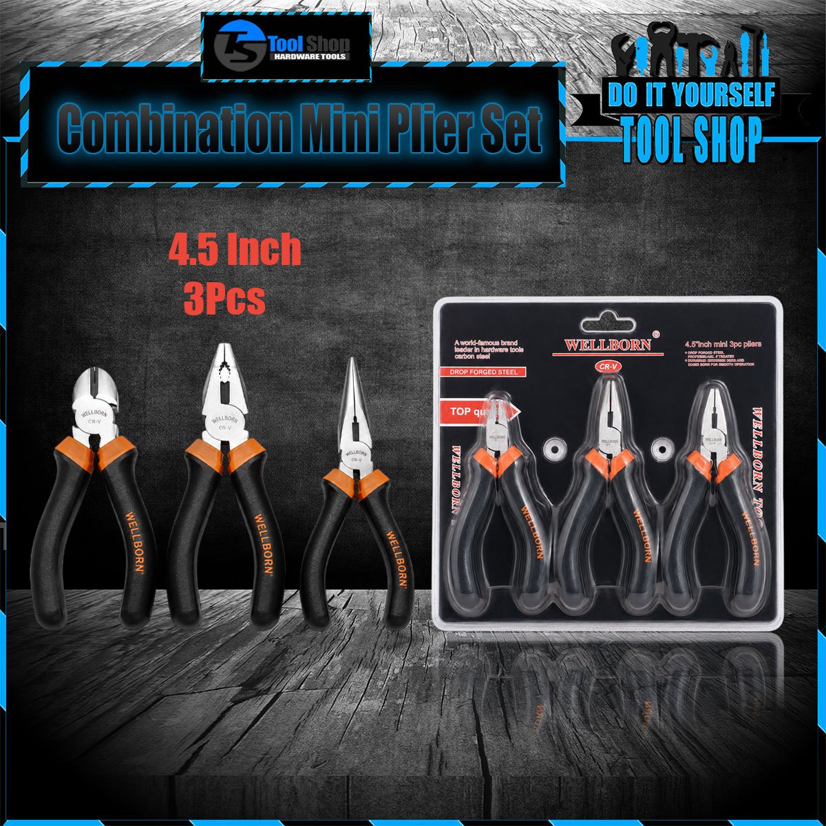 3 Pcs 4.5 Inch Durable Pliers Set Combination delivery pakistan