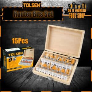 Tolsen 15pcs Router Bit Set 8mm 75681
