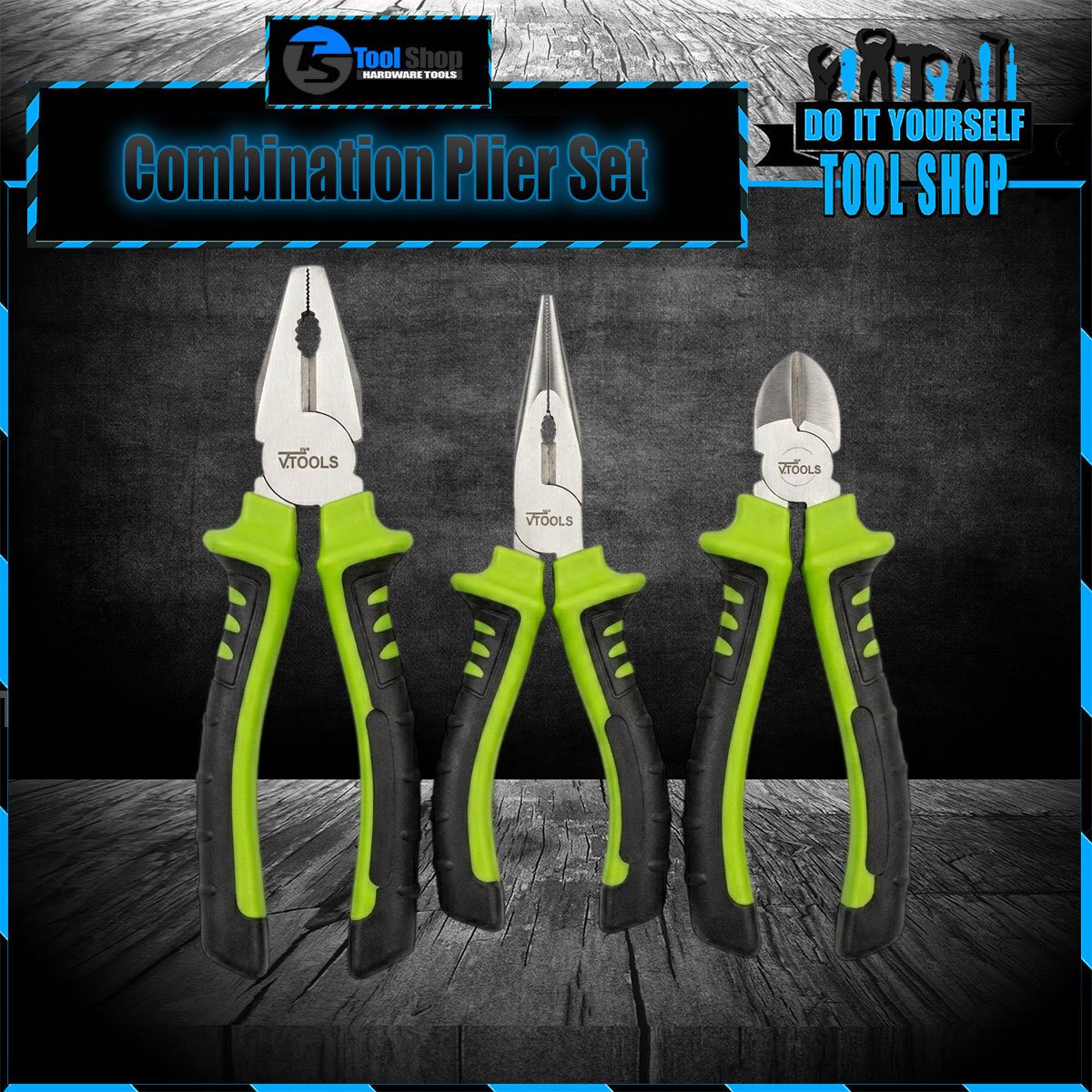 Vtool 3 Pcs Plier Set Combination, Diagonal, Long Nose