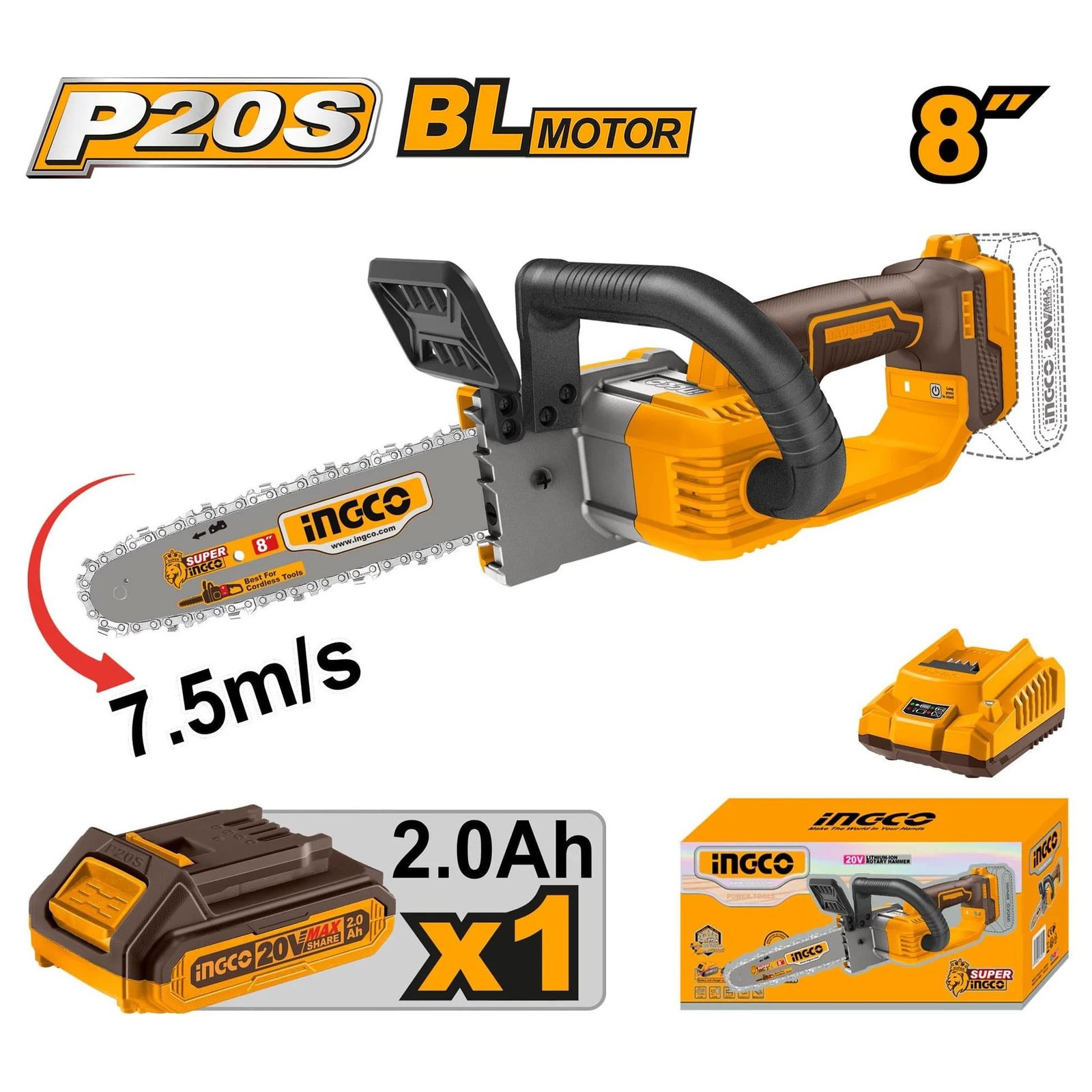 INGCO Cordless chain saw 20V CGSLI20851