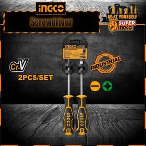 Ingco 2 Pcs screwdriver set HKSD0248 industrial chrome vanadium round shank