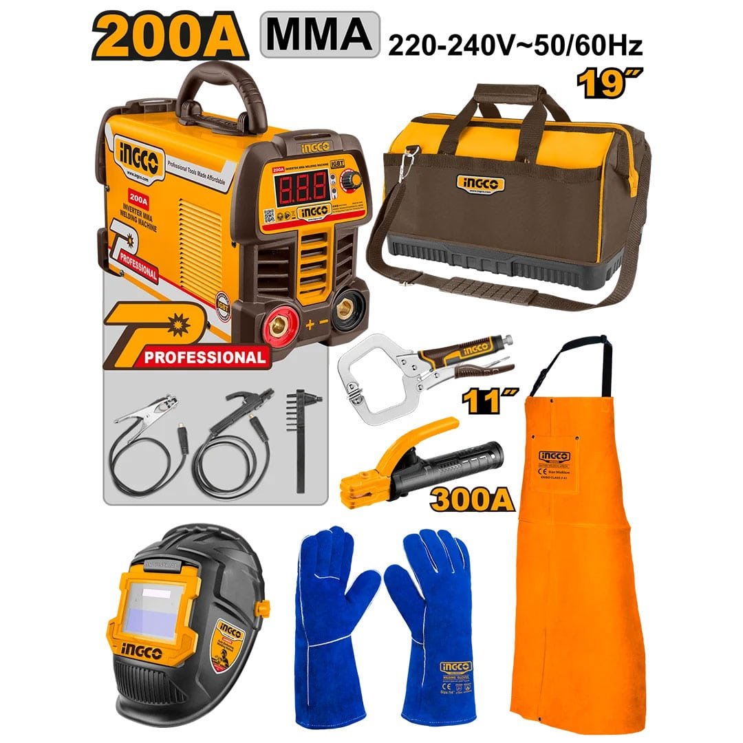 Ingco 7 Pieces MMA Welding Machine Set 200A