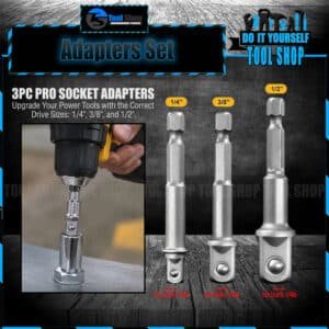 3 PCS Hex Shank to 1/4 3/8 1/2 Socket Adapter Set
