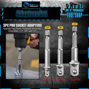 3 PCS Hex Shank to 1/4 3/8 1/2 Socket Adapter Set
