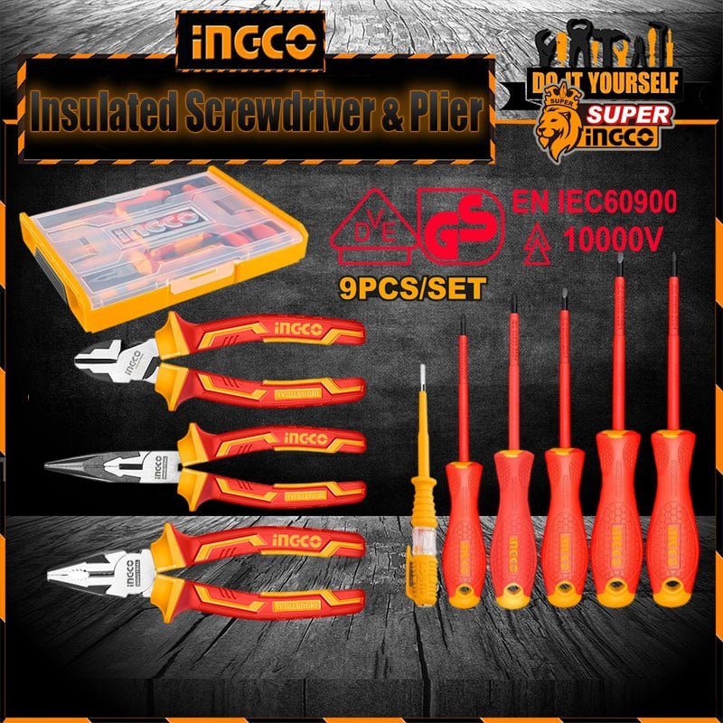 INGCO 9 Pcs 1000V Insulated Hand Tool Set HKTV01H091