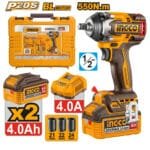 Ingco Cordless Impact Wrench 2 Pcs 4.0Ah Batteries CIWLI2055 in pakistan
