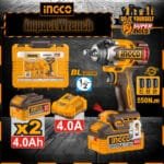 Ingco Cordless Impact Wrench 2 Pcs 4.0Ah Batteries CIWLI2055