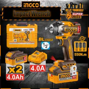 Ingco Cordless Impact Wrench 2 Pcs 4.0Ah Batteries CIWLI2055