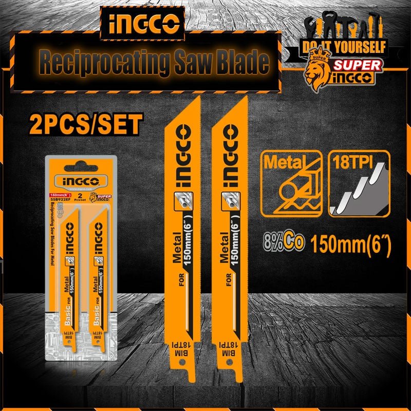 Ingco 2 Pcs Sabre Reciprocating Saw Blade For Metal 150mm